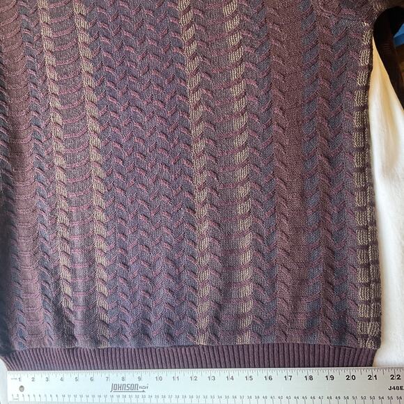 Segreto Men Sweatshirt size L Burgundy Geometric Long Sleeve Pullover - Picture 7 of 10